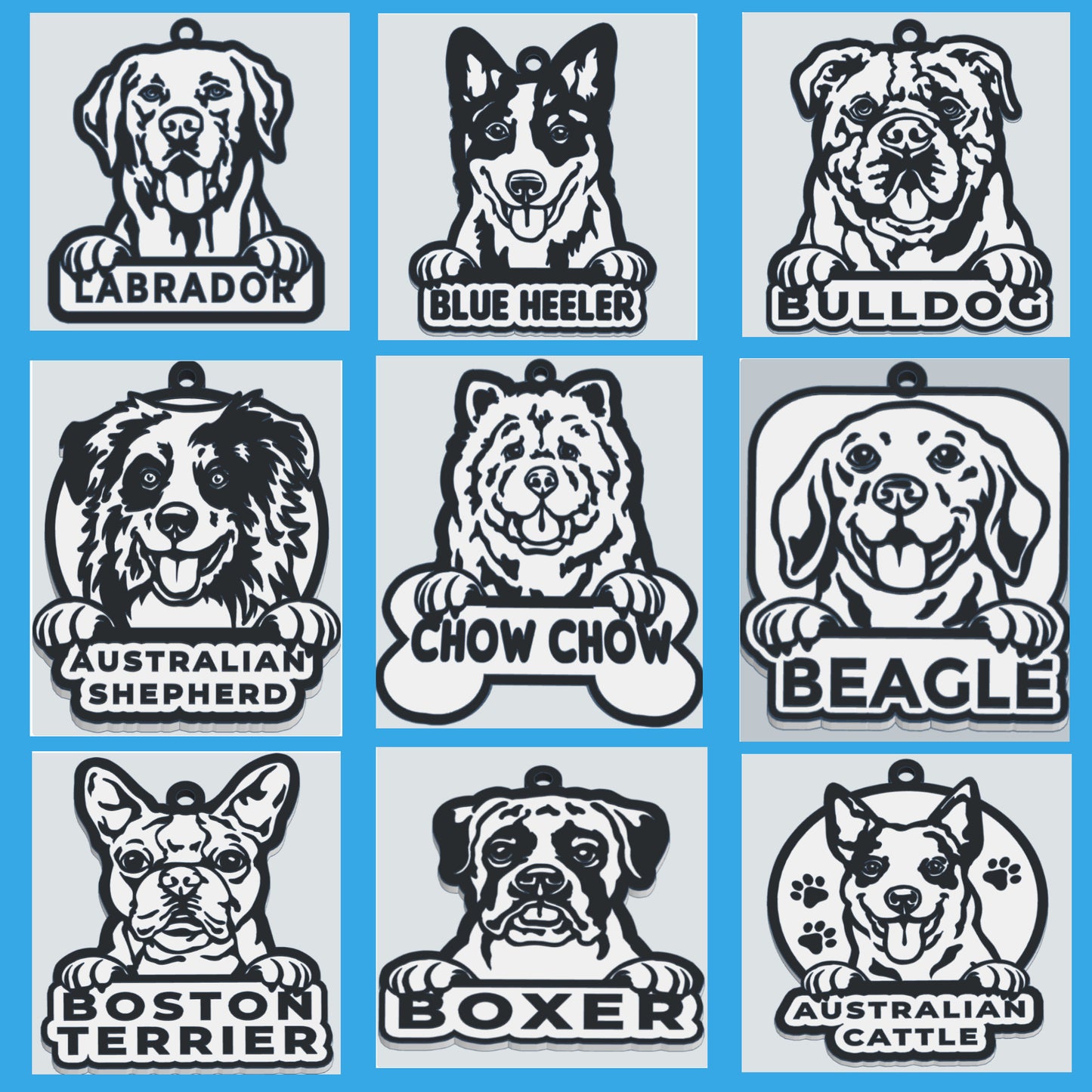 3D Printed Dog Breed Keychains