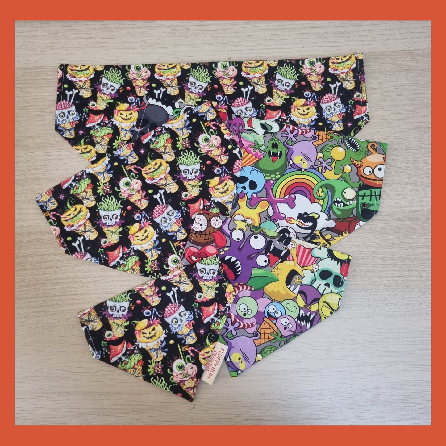 Halloween themed monster pet bandanas - all sizes