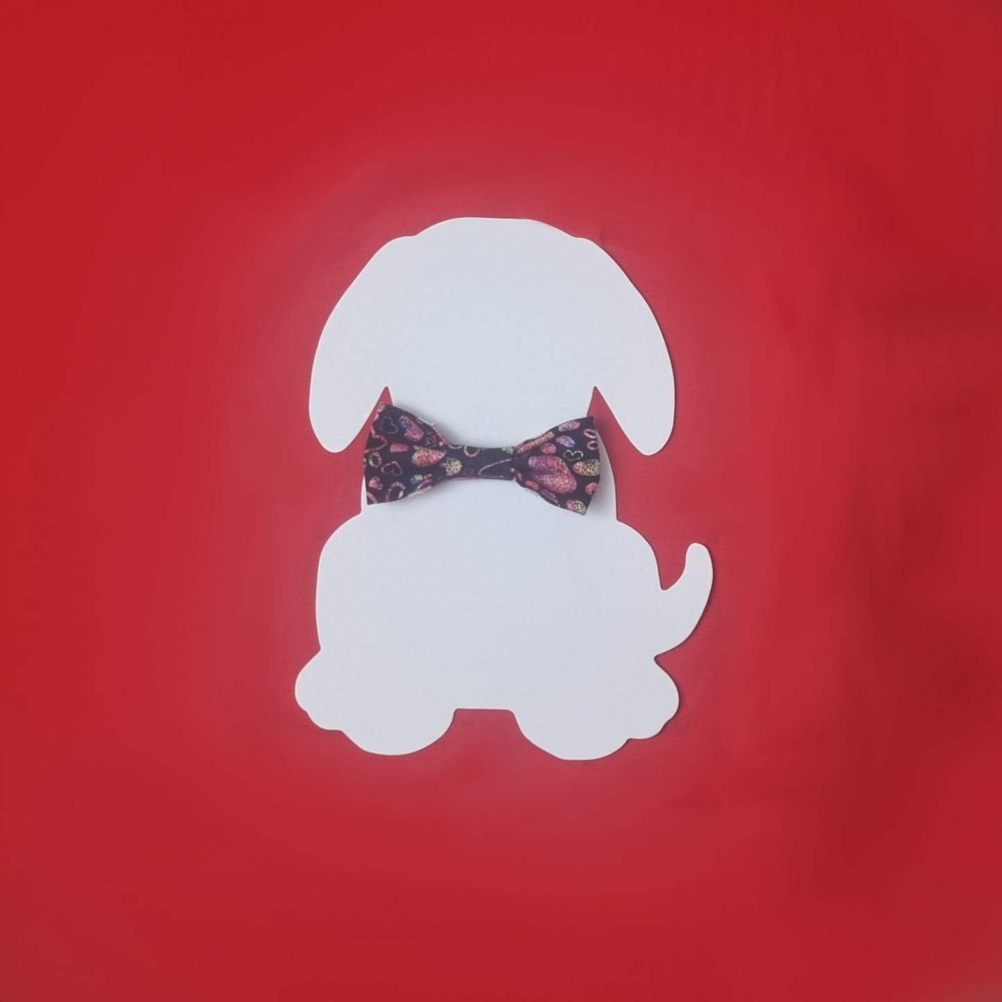Paw Prints and Hearts on Black Bowtie Small