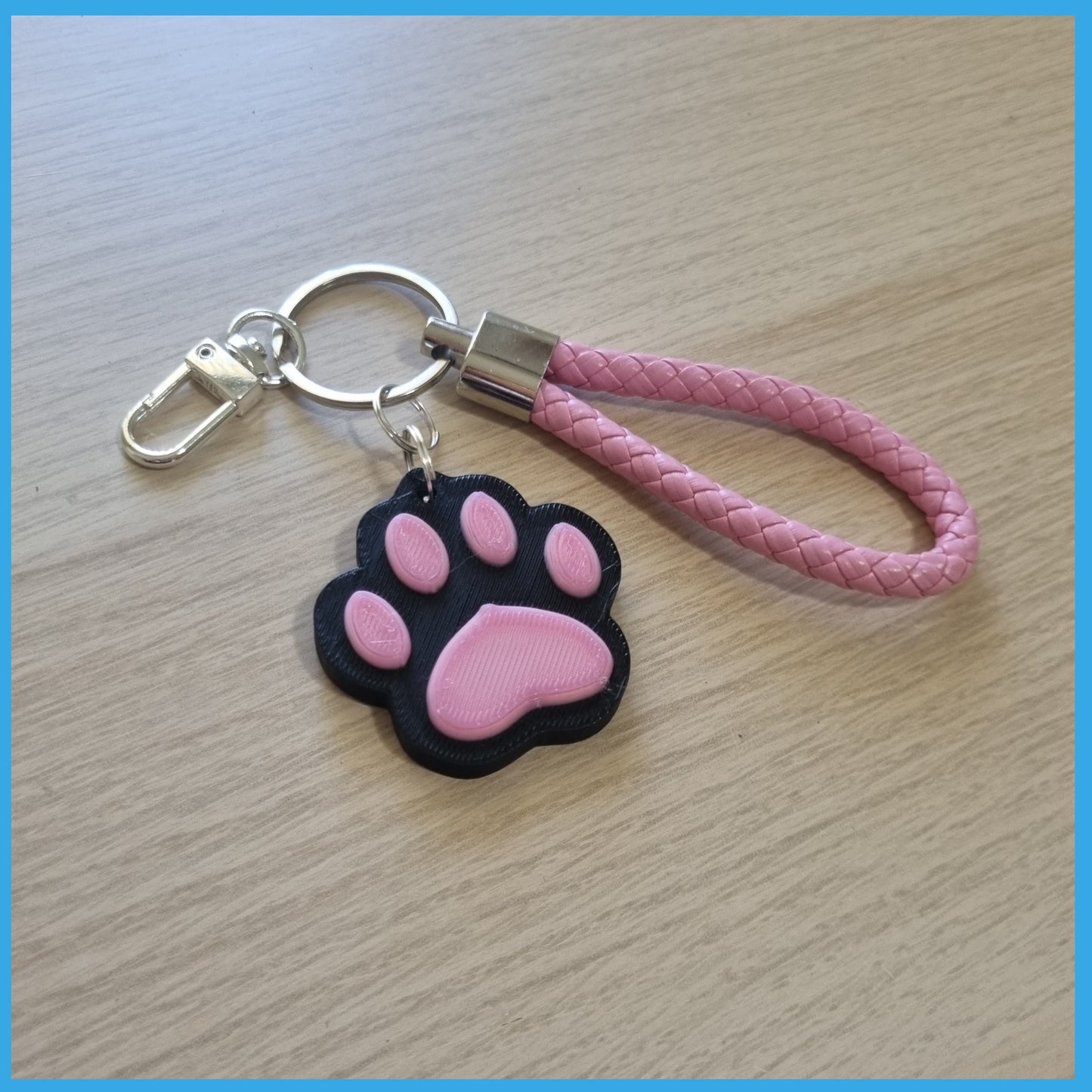 3D Printed Paw Print Keychain - Pink