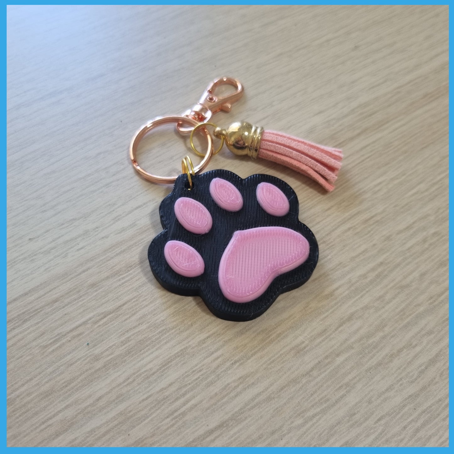3D Printed Paw Print Keychain - Pink