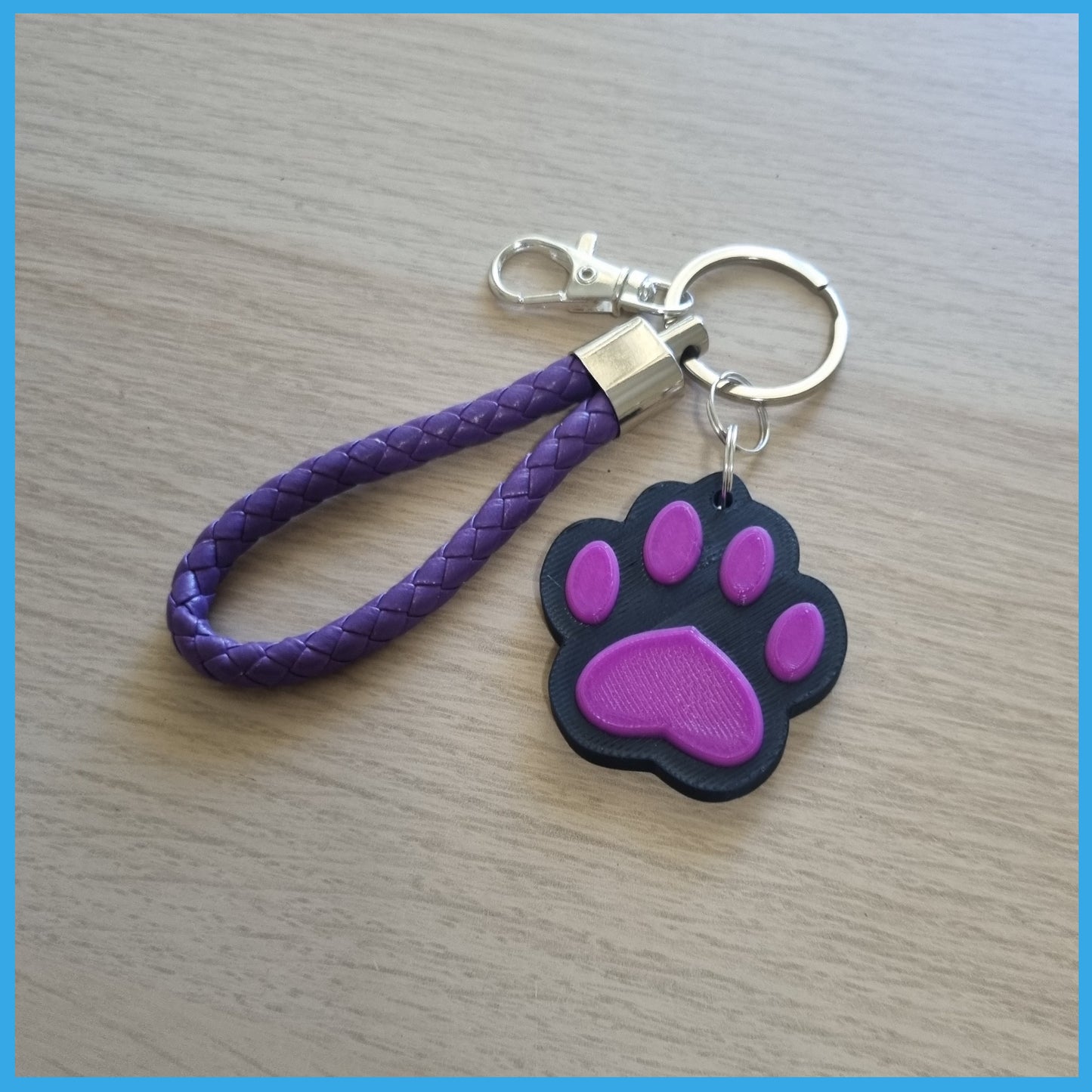 3D Printed Paw Print Keychain - Purple