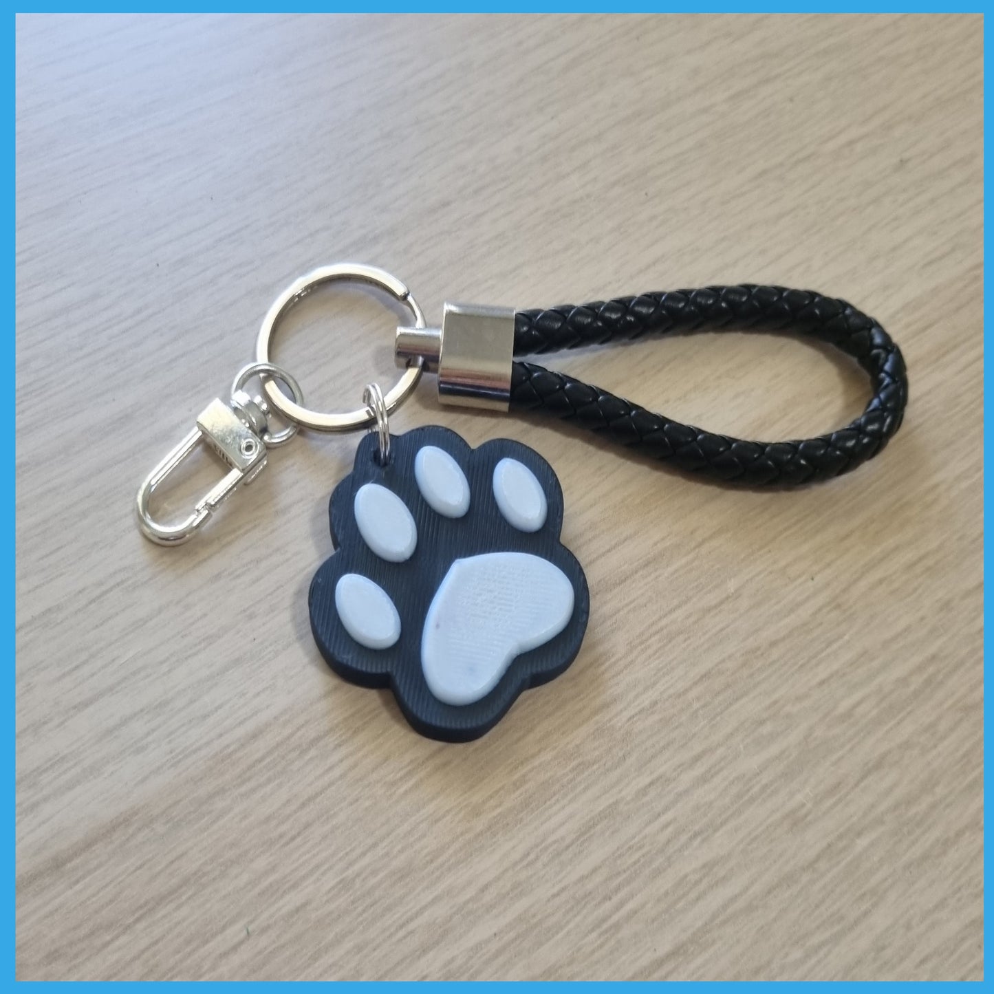 3D Printed Paw Print Keychain - White
