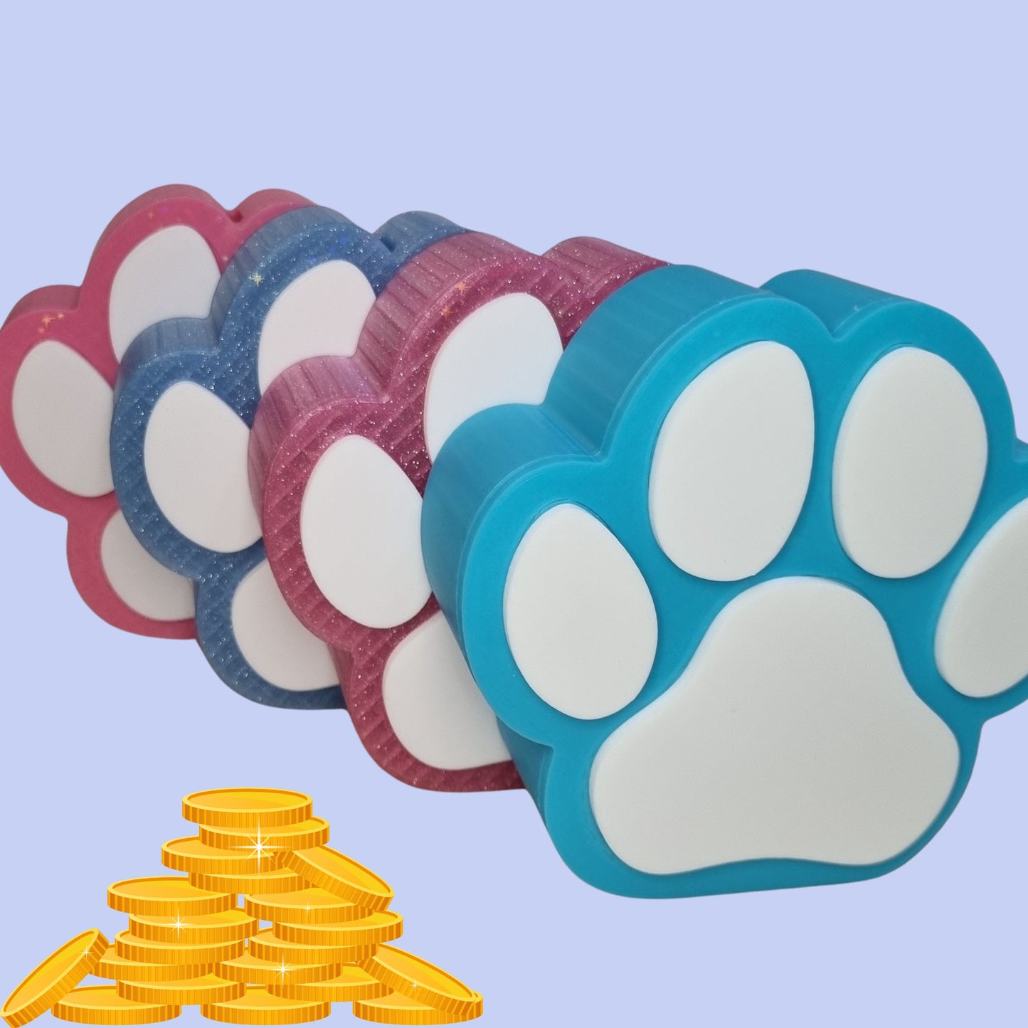 Paw Print Money Boxes Blue and Pink