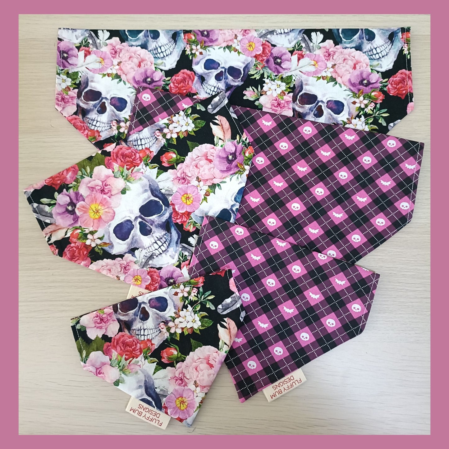 Skulls & Flowers Halloween Themed Pet Bandanas