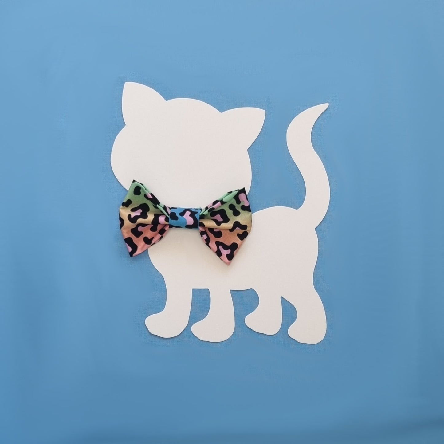 Rainbow Leopard Bowtie - Medium