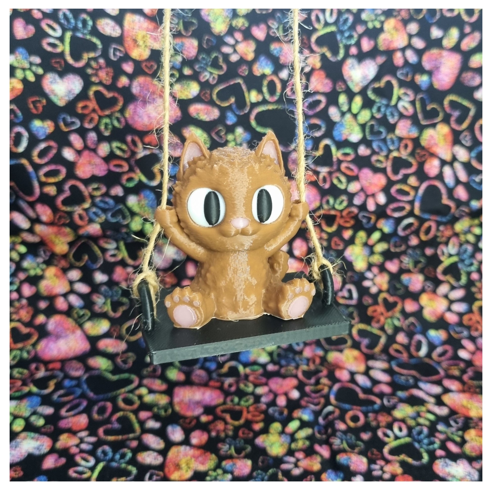 3D Printed Fuzzy Fur Cat on Swing