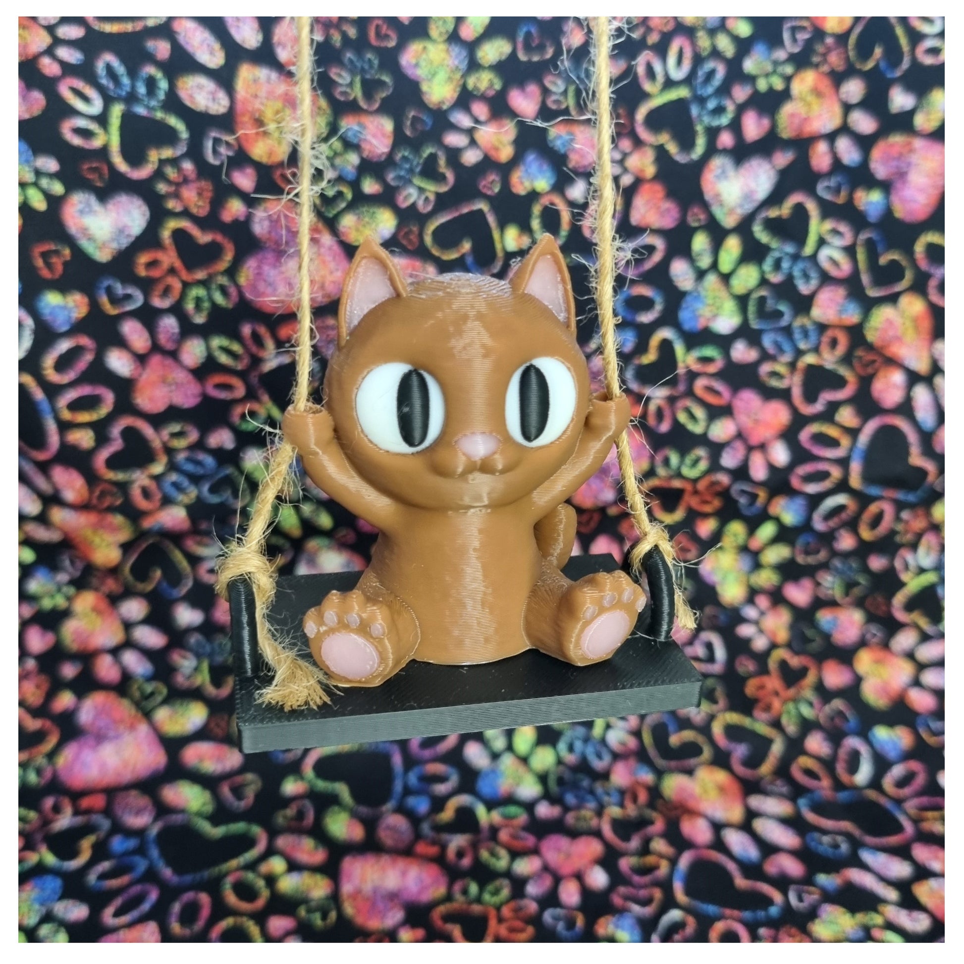 3D Printed Smooth Fur Cat on Swing