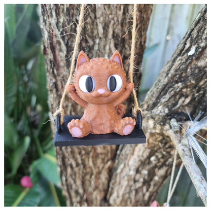 3D Printed Fuzzy Fur Cat on Swing