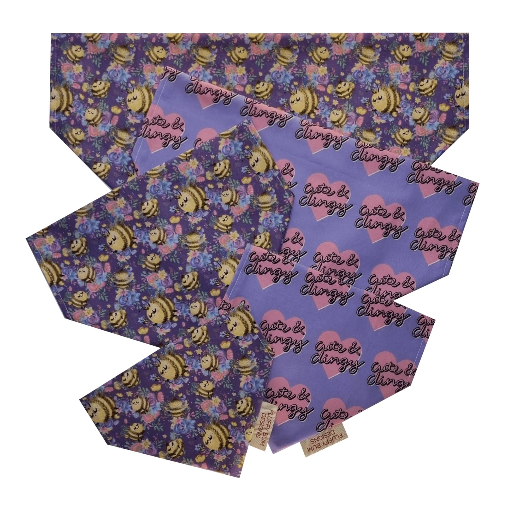 Bees, Cute & Clingy Purple Bandana -All Sizes