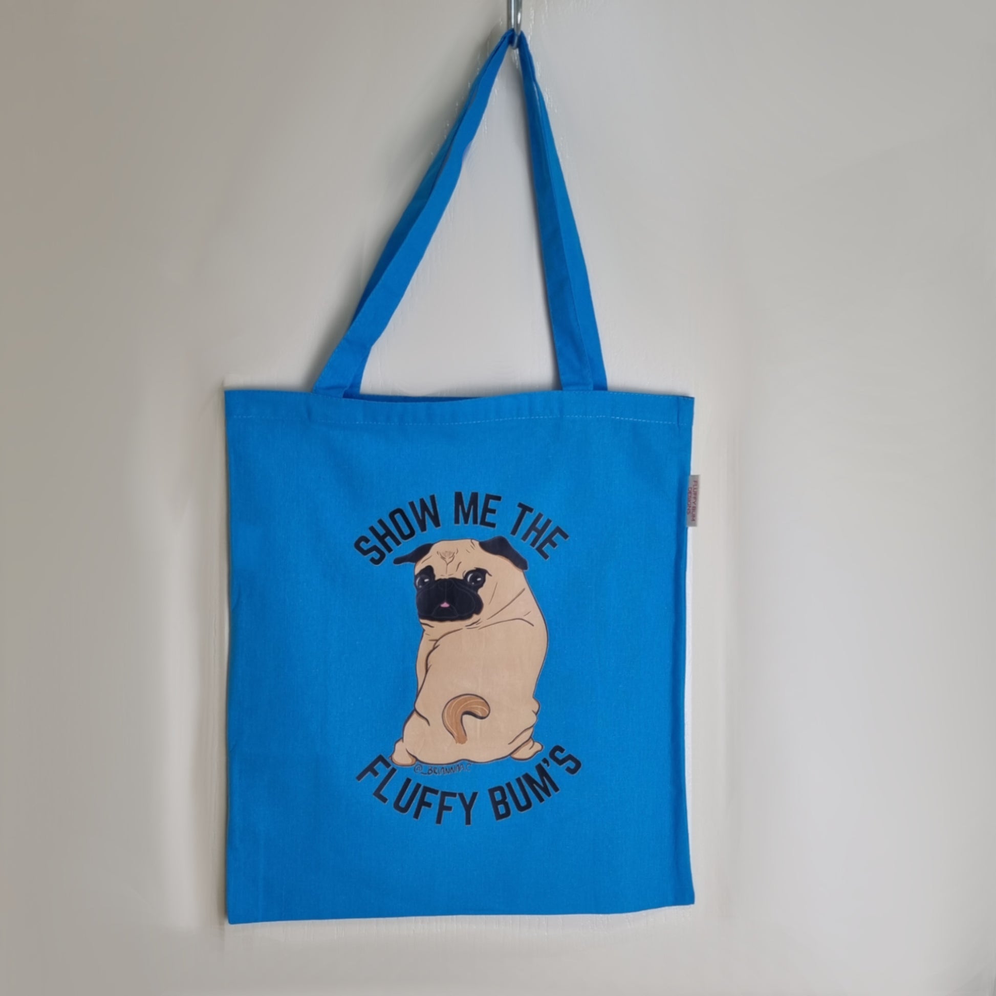 Dog Themed Tote Bag - Show Me The Fluffy Bum's - Blue