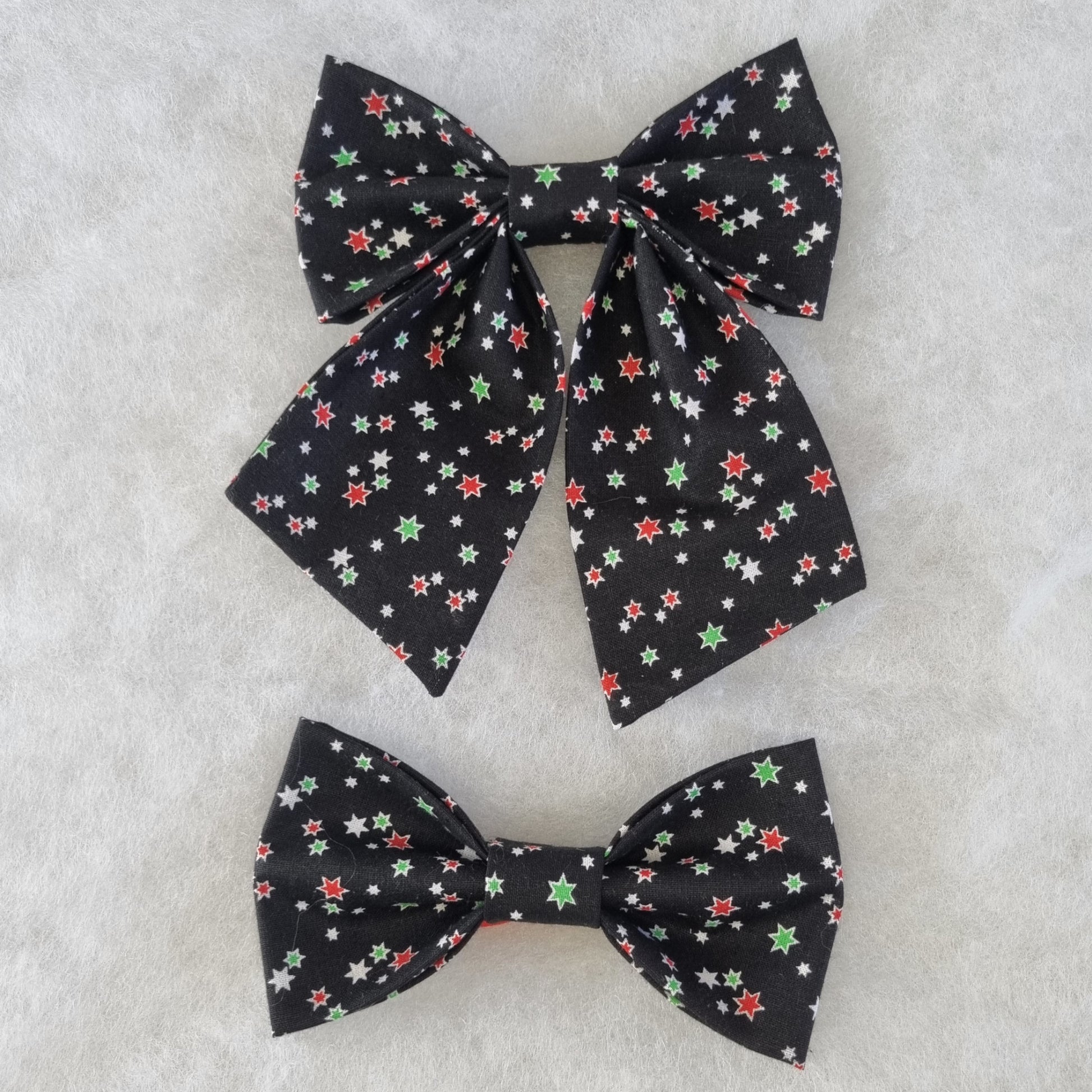 Black Bowties with Christmas Coloured Stars - Large