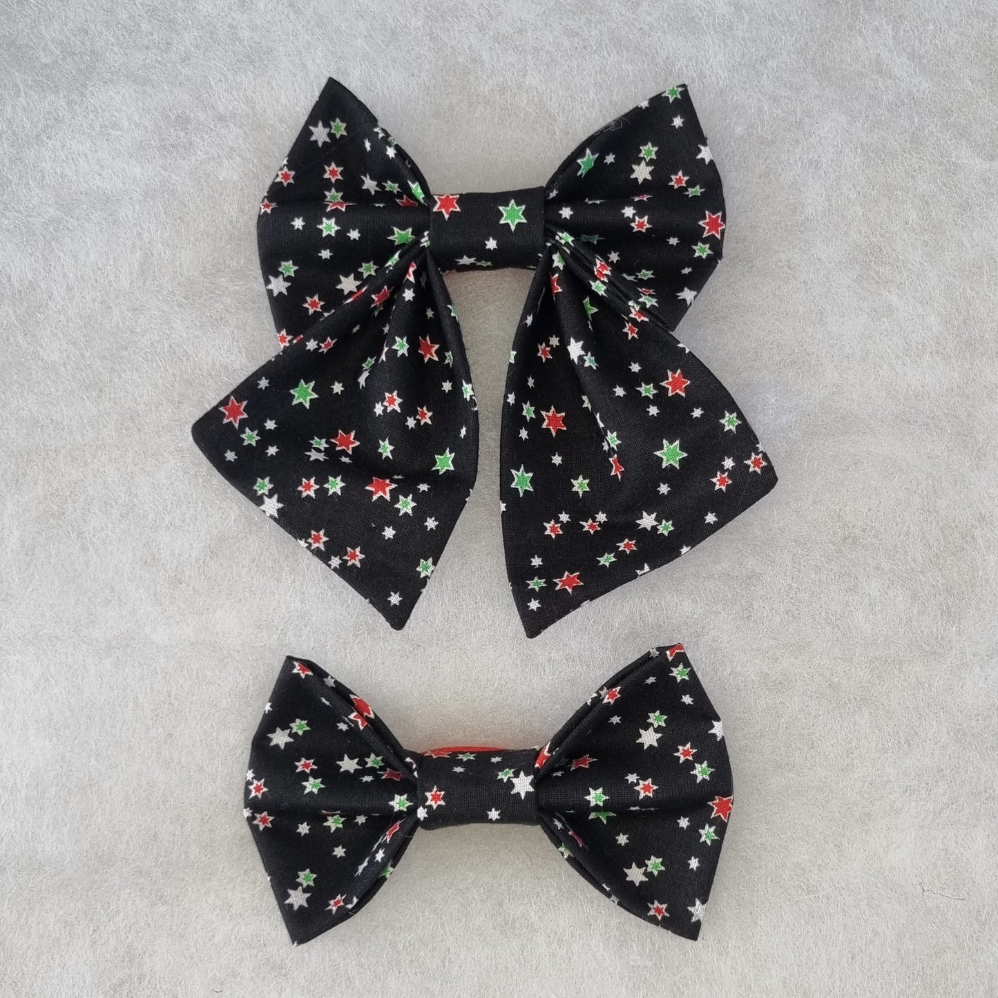 Black Bowties with Christmas Coloured Stars - Medium