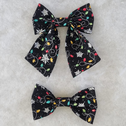 Christmas Lights Hair Bowties - Large