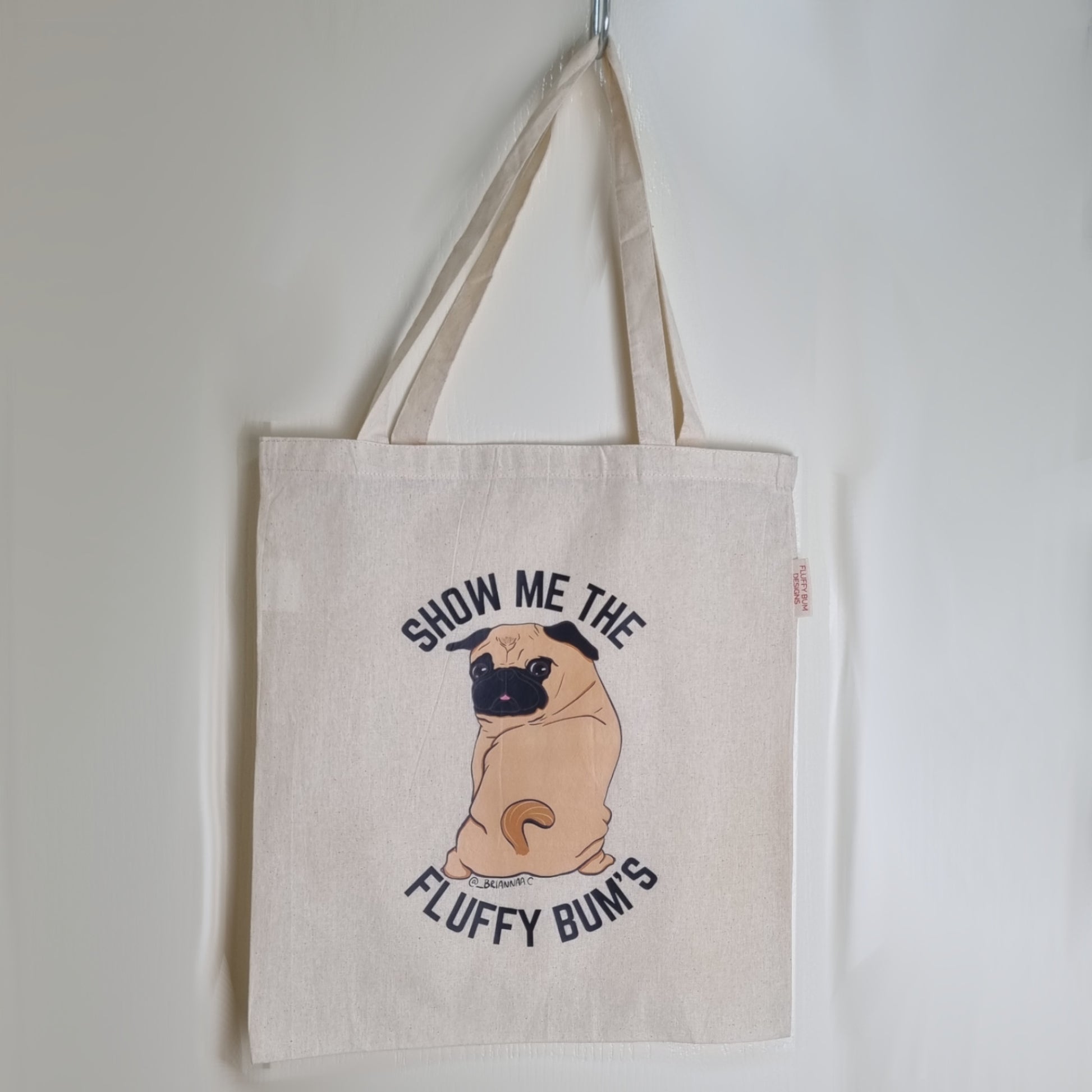 Dog Themed Tote Bag - Show Me The Fluffy Bum's - Cream