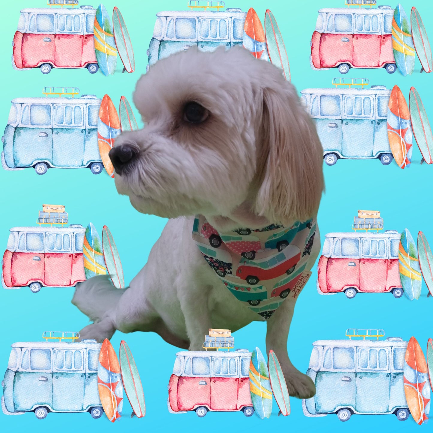 Dog wearing Kombi Van Pet Bandana