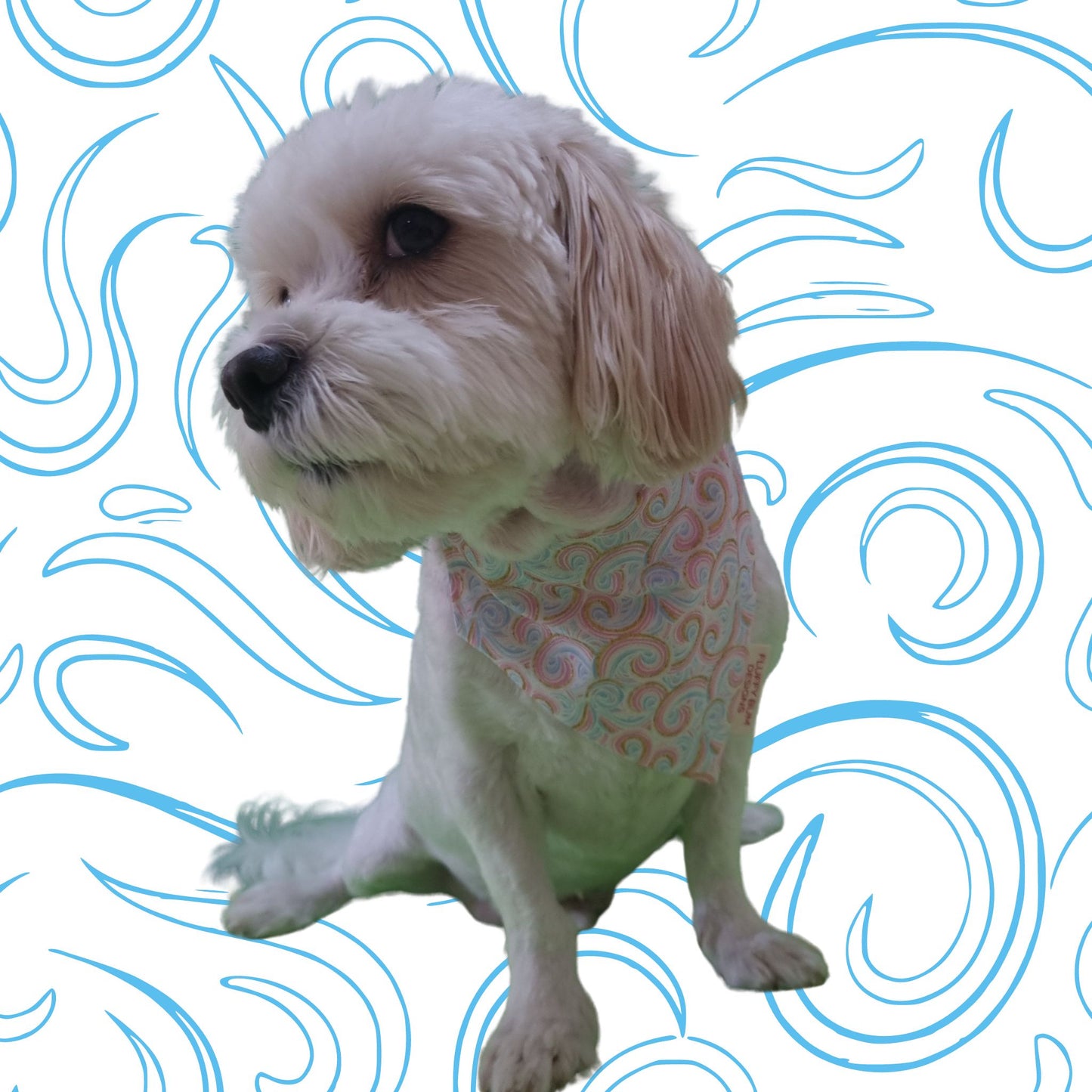 Dog wearing pastel swirls pet bandana - Small