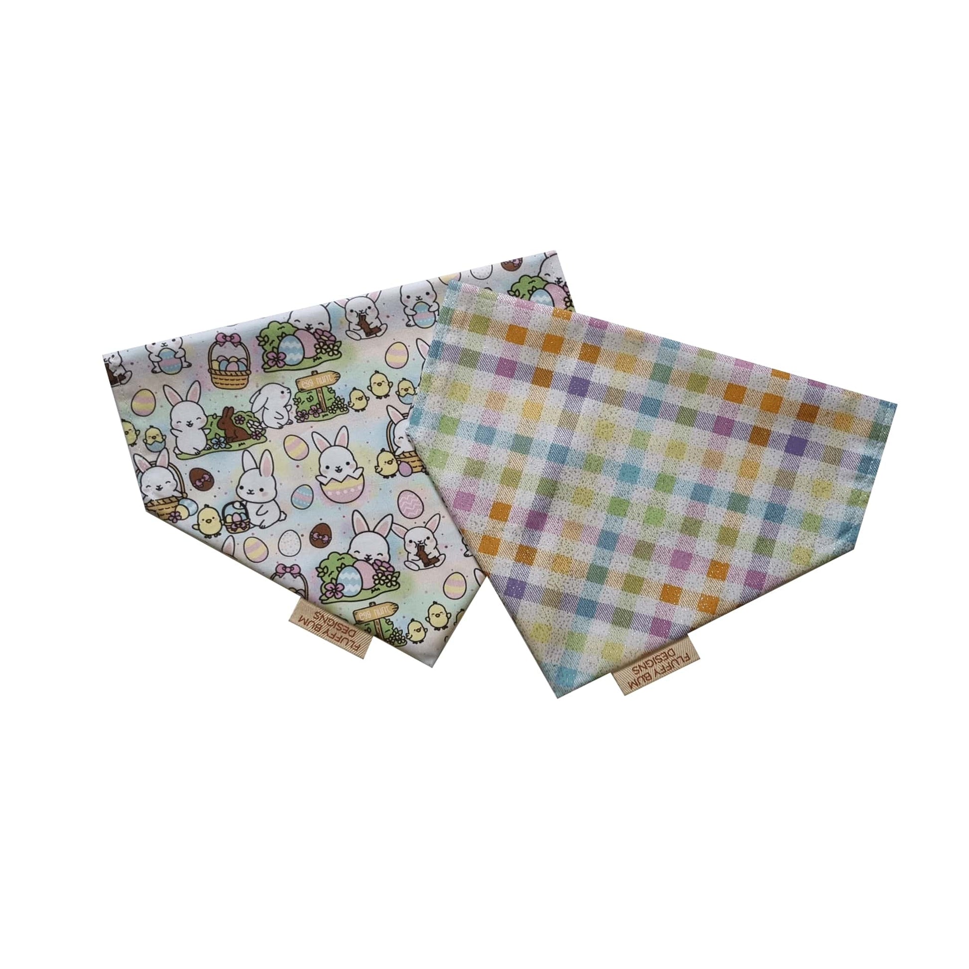 Cute Easter Bunnies & Glitter Pastel Square Bandana - Small