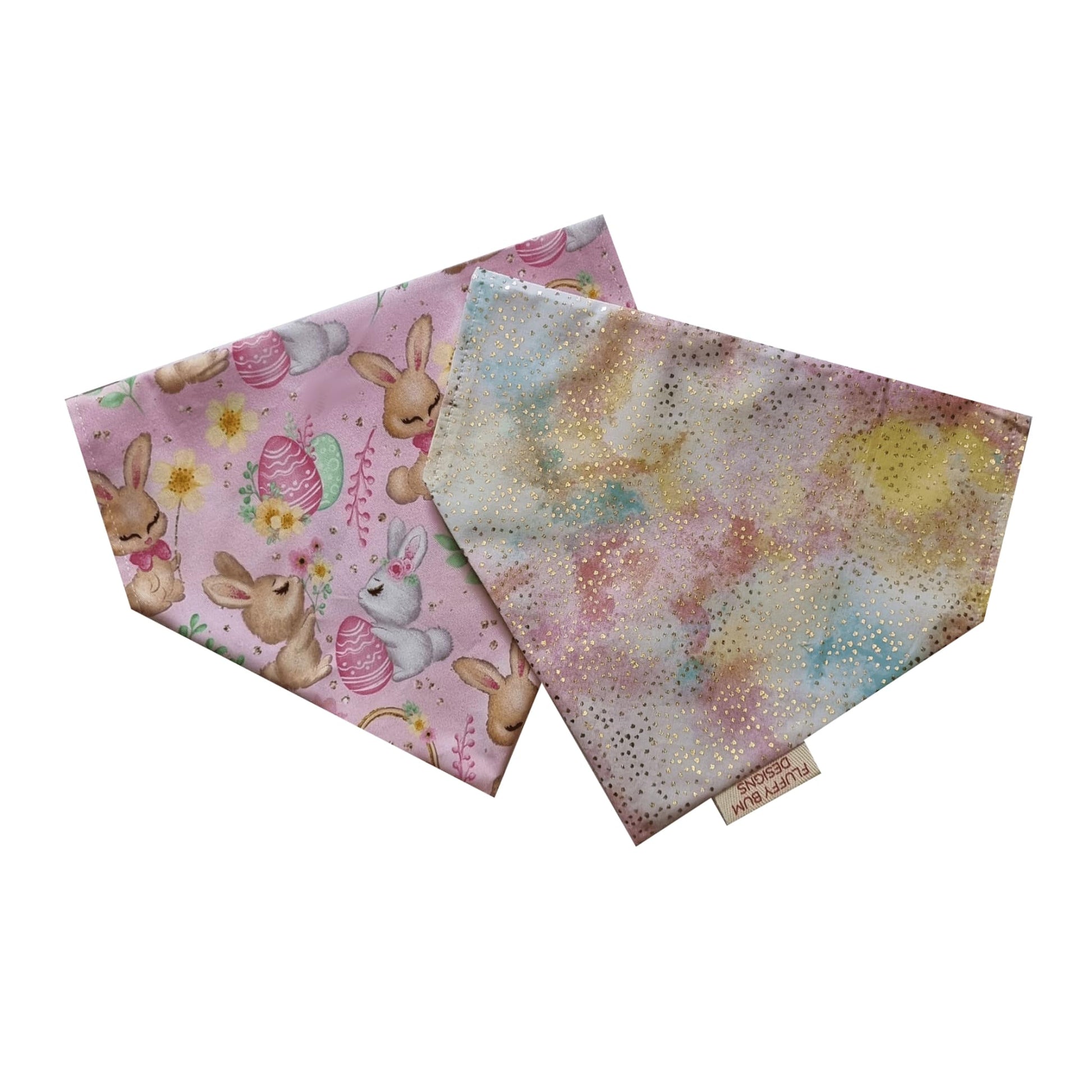 Easter Bunnies & Pink Glitter Bandana -Small