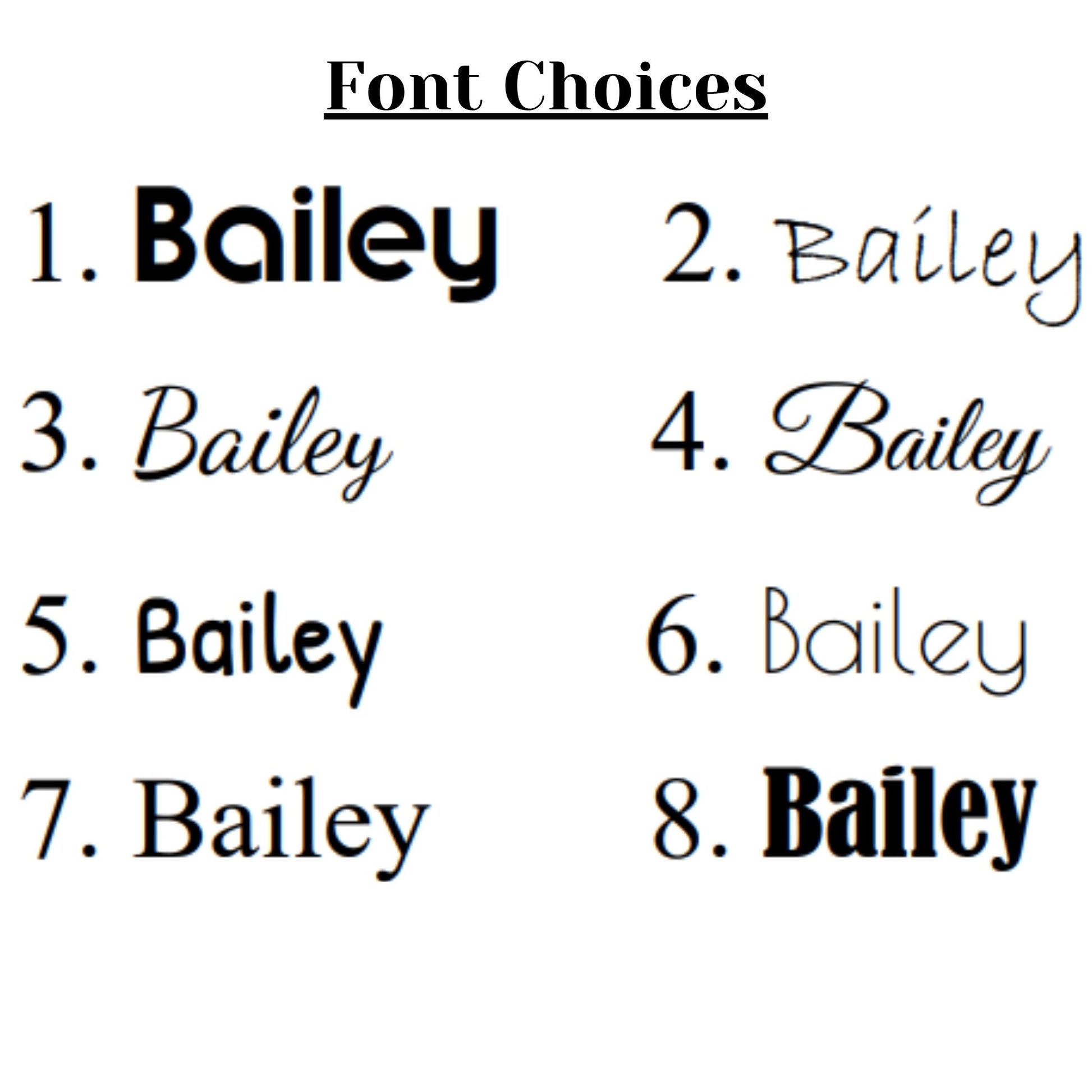 list of different types of font