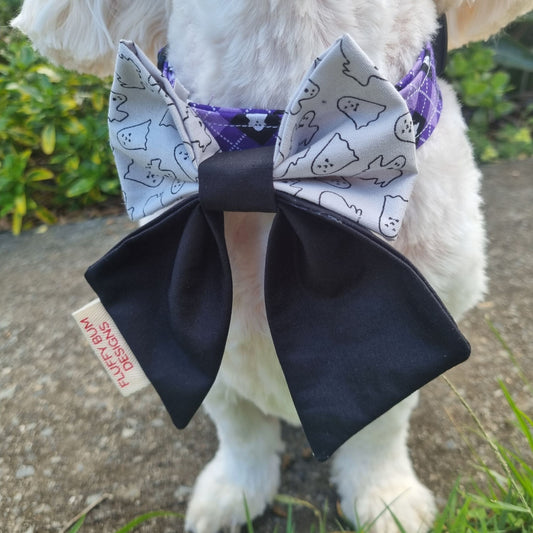 Dog wearing ghost medium sailor bowtie