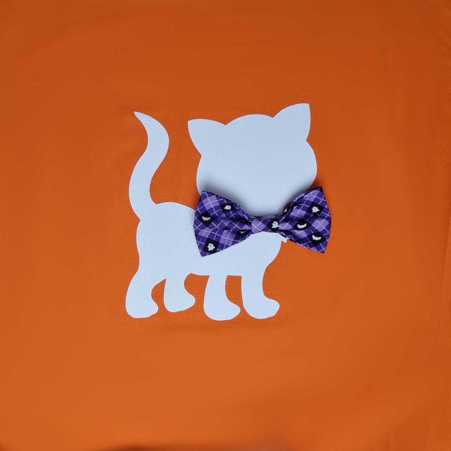 Large Bowtie - Purple with white Ghosts and Bats