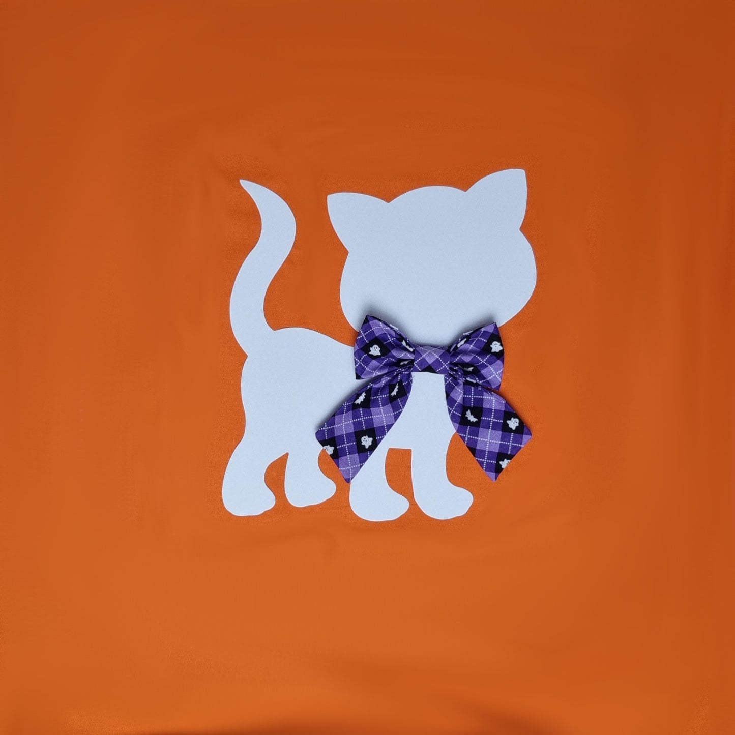 Small Sailor Bowtie - Purple with white Ghosts and Bats