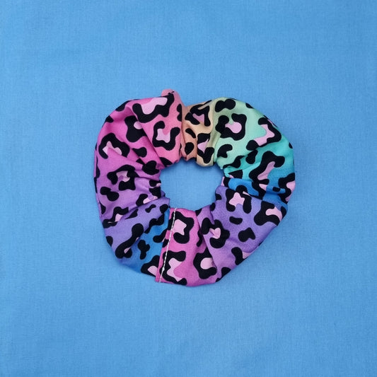 Leopard Rainbow Hair Scrunchie