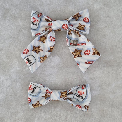 Santa's Milk and Cookies Hair Bowtie - Small