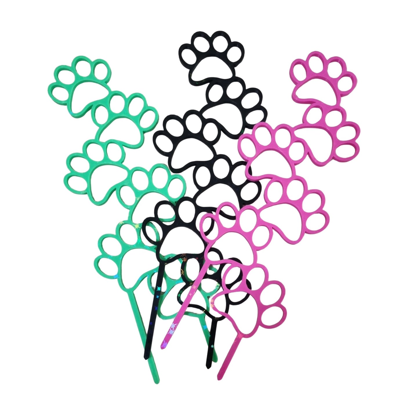 Paw Print Trellis/Plantes - Green, Black and Pink