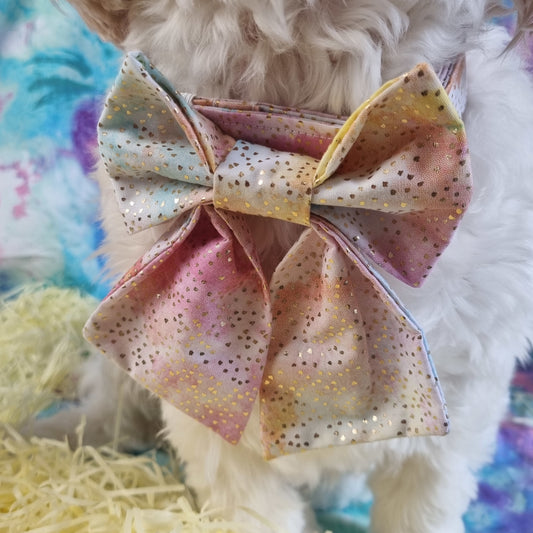 Pink Glitter Sailor Bowtie around dog's neck