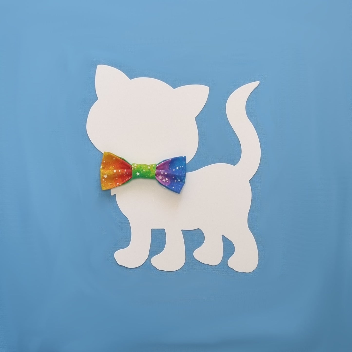 Rainbow Colours and White Stars Bowtie - Small