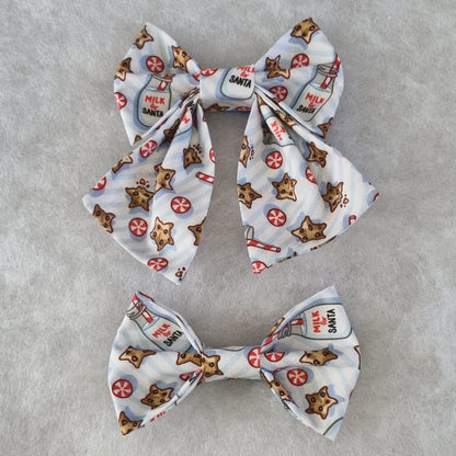 Santa's Milk and Cookies Hair Bowtie - Medium