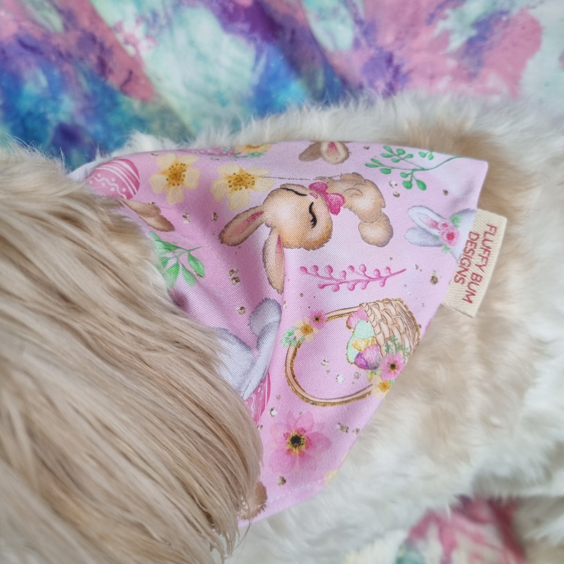 Close up of pink bunnies bandana - Small