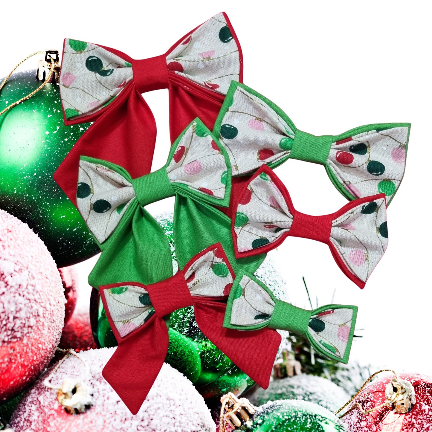 Christmas Baubles Pet Bowties All Sizes/Styles