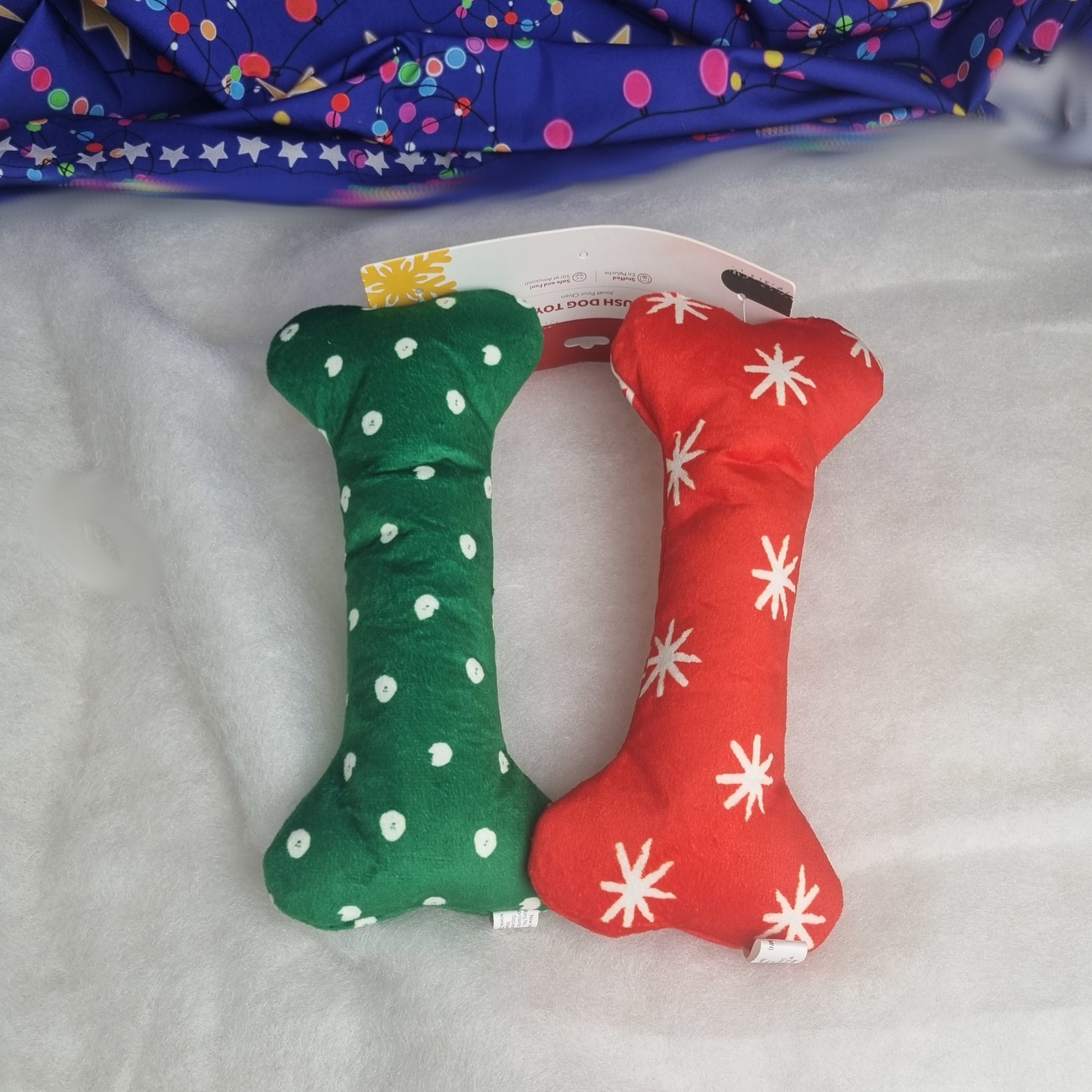 Zippy Paws Pack of 2 Christmas Themed Bones (Large) - Dog Toys