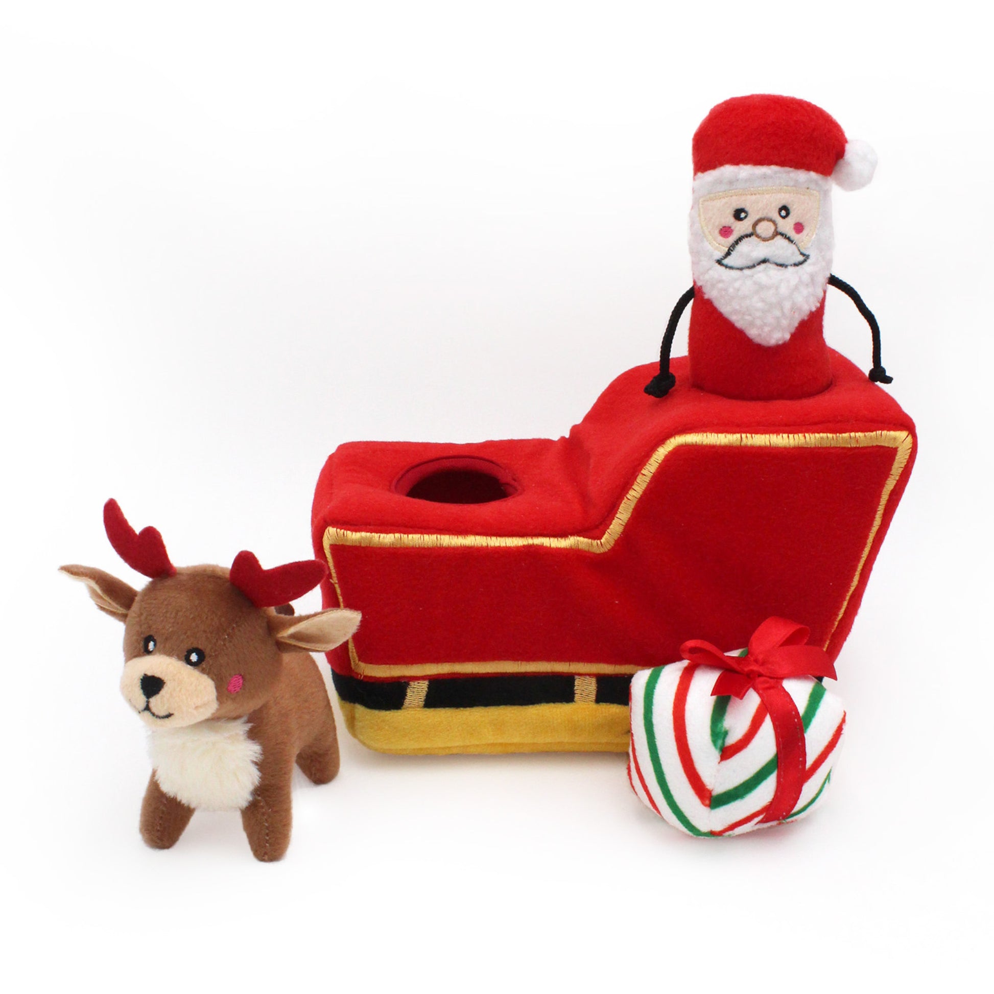 Santa's Sleigh Dog Toy Burrow - Zippy Paws Brand