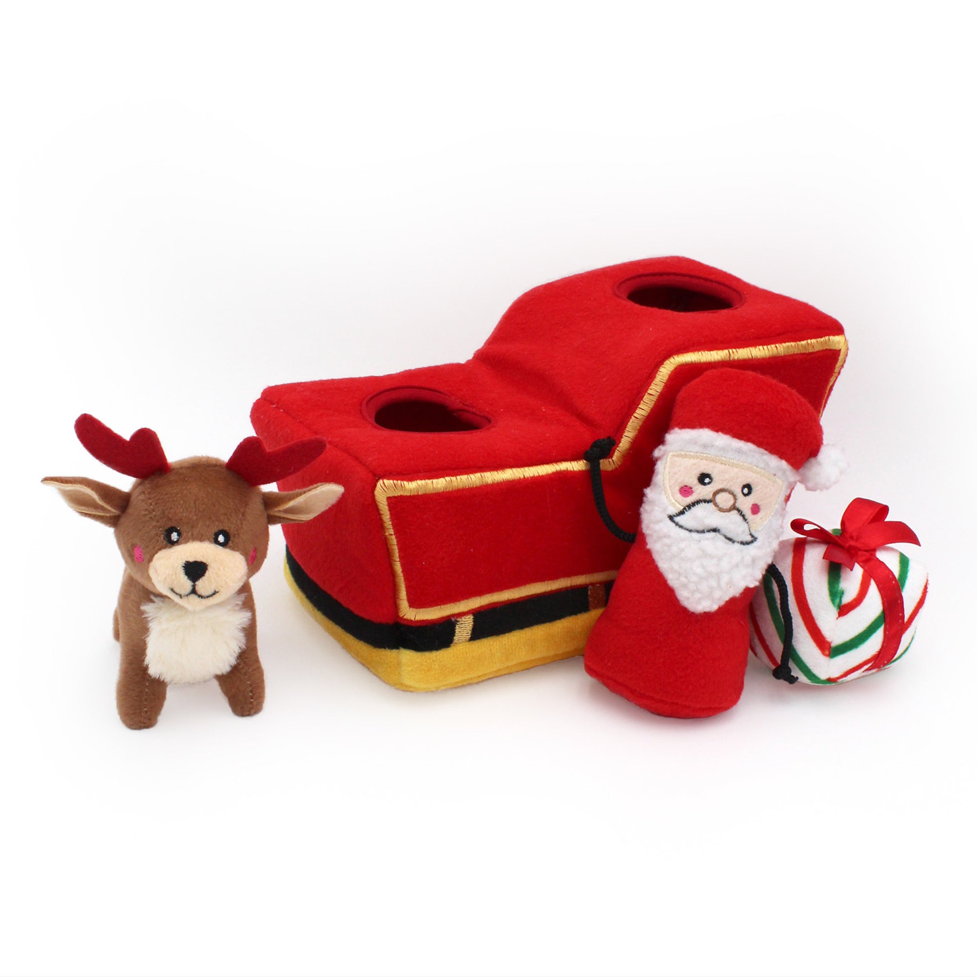 Santa's Sleigh Dog Toy Burrow - Zippy Paws Brand